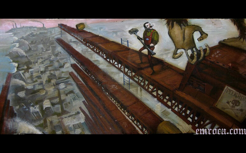 Artist painting a mural