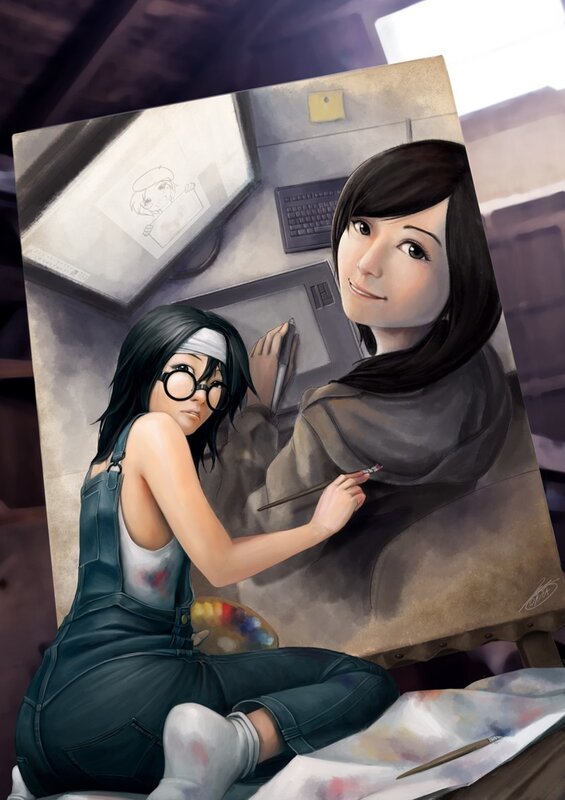 artist painting a portrait