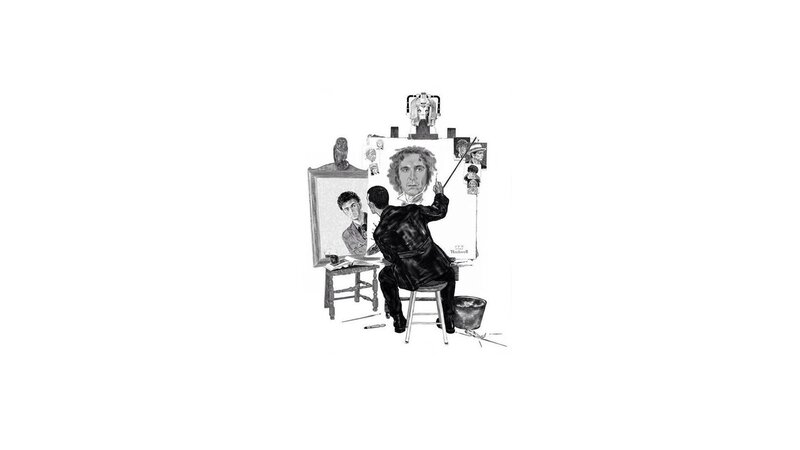 Artist Painting a Portrait — Black