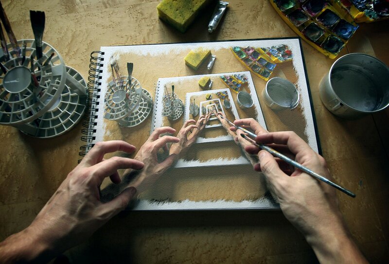 artist painting a self-portrait