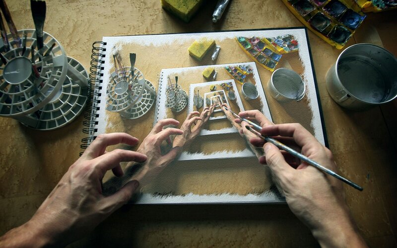 artist painting a self-portrait