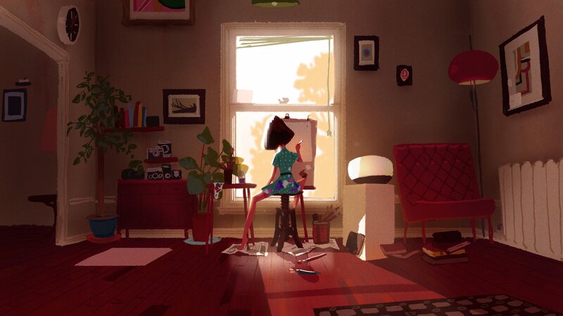 Artist Painting at Window
