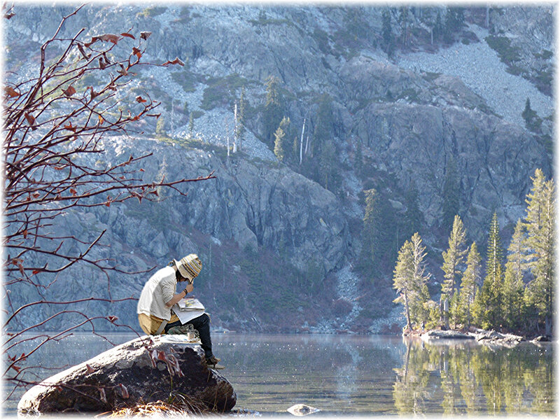 Artist Painting by Lake