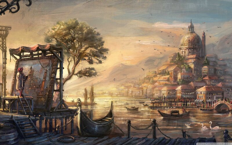 Artist Painting Cityscape