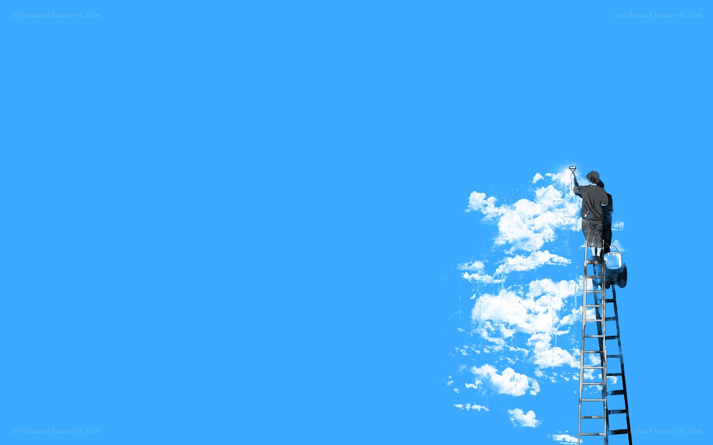 Artist painting clouds on sky