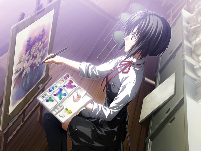 artist painting flowers