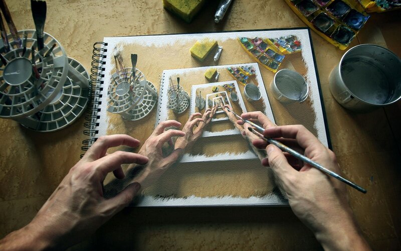Artist Painting Hands — Brown