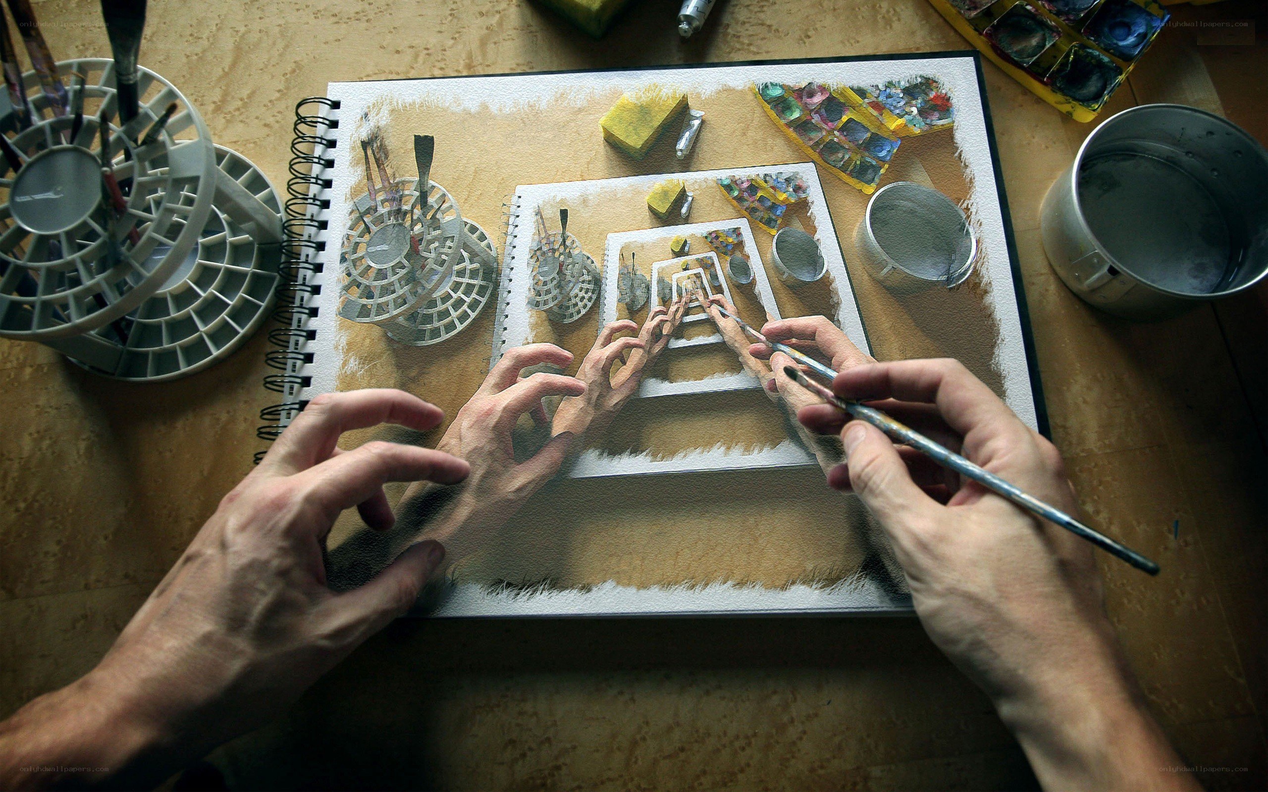 artist painting hands