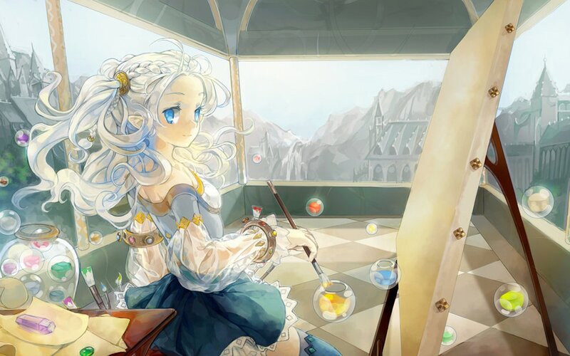 artist painting in a castle