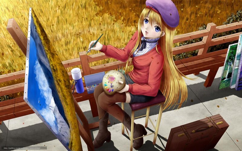 artist painting in a field