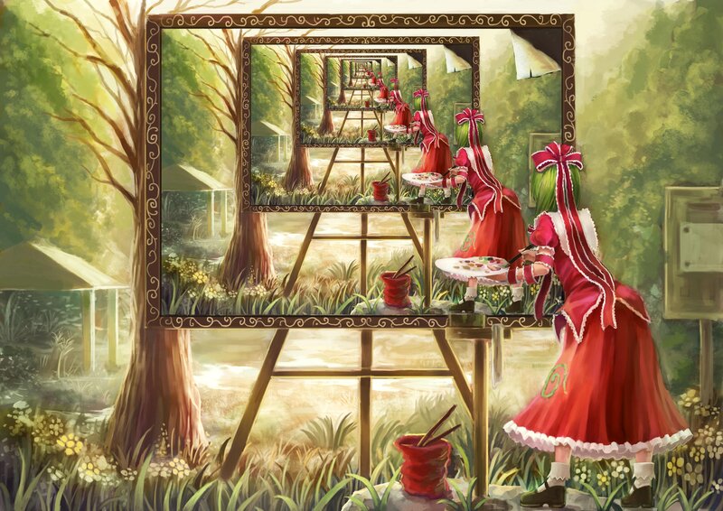 Artist Painting in Forest