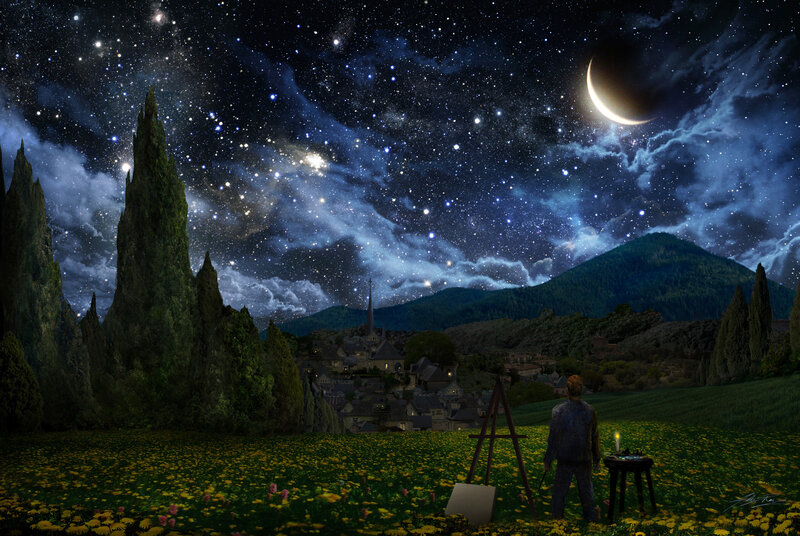 Artist Painting Night Scene