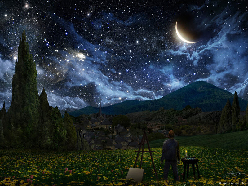 Artist Painting Night Sky