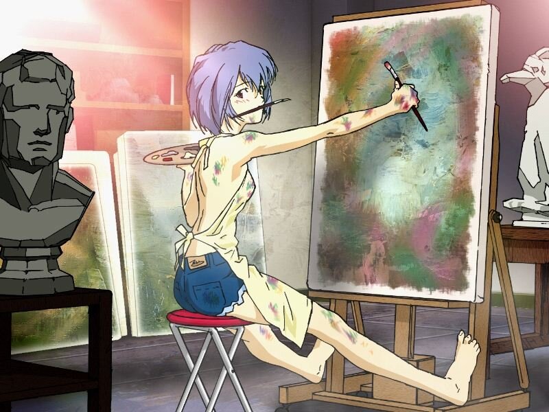 artist painting on canvas