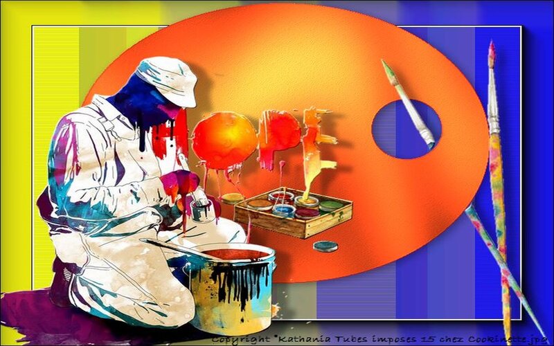 Artist Painting on Canvas — Yellow