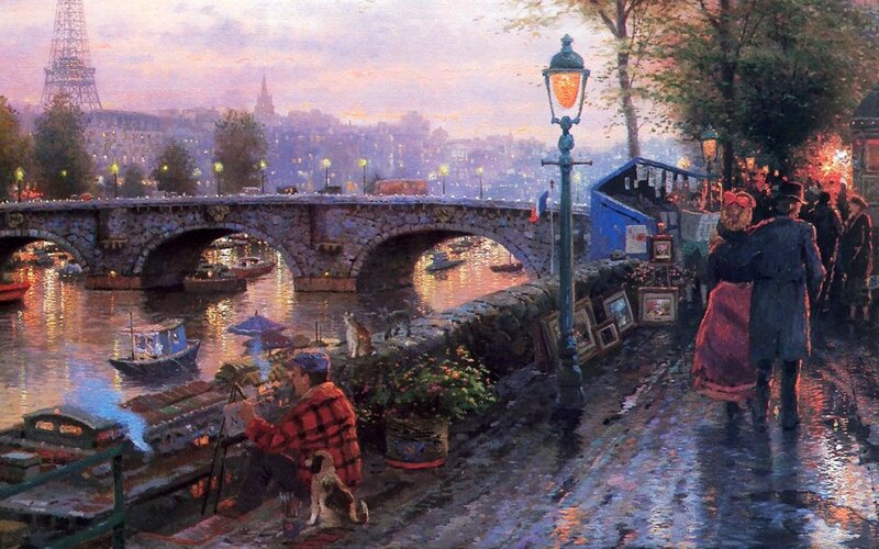 Artist Painting on Riverbank