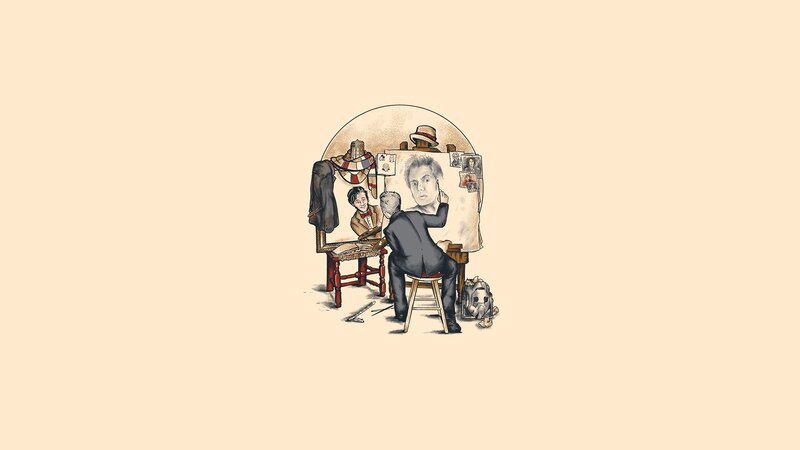 Artist Painting Portrait — Beige, Calm