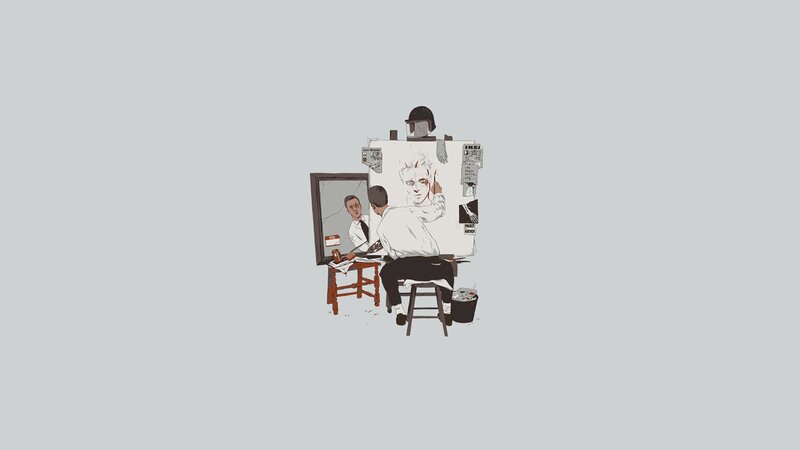 Artist Painting Self-portrait — Gray