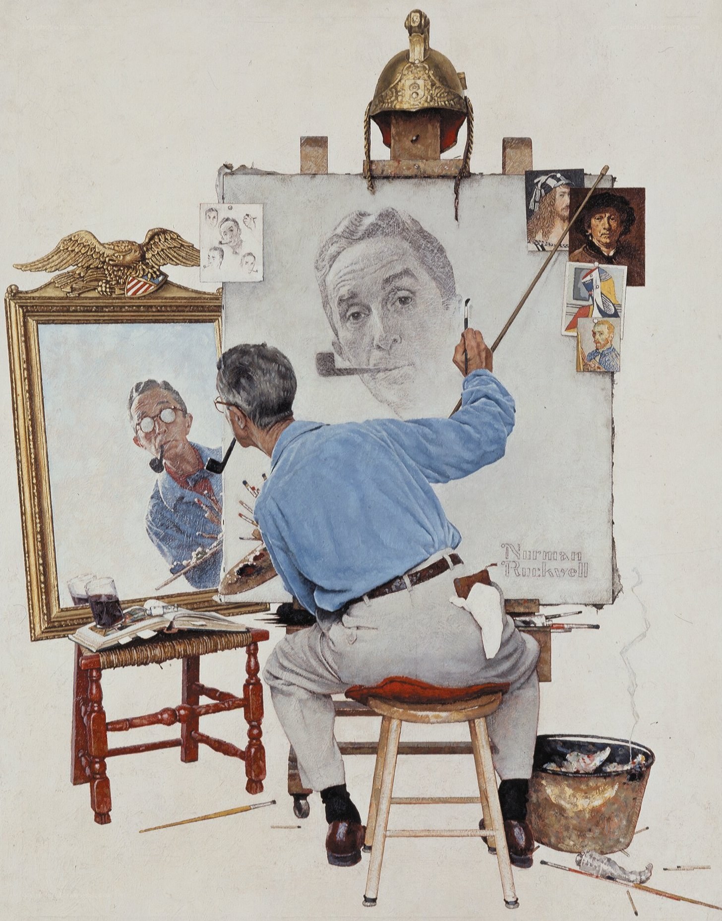 Artist painting self-portrait