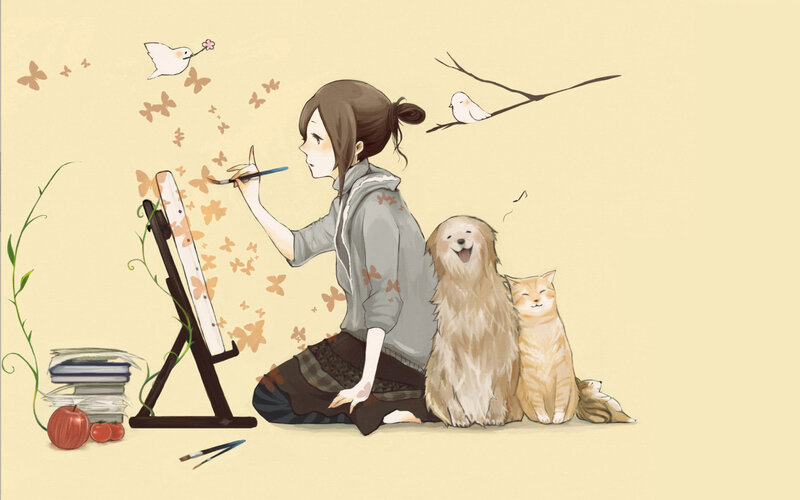 artist painting with pets