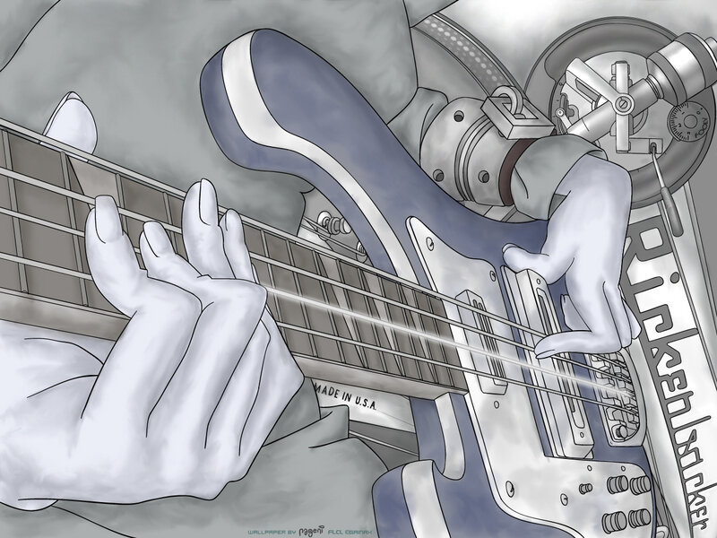 artist playing bass guitar