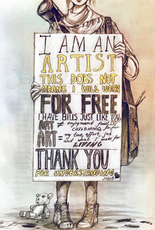 Artist protest sign