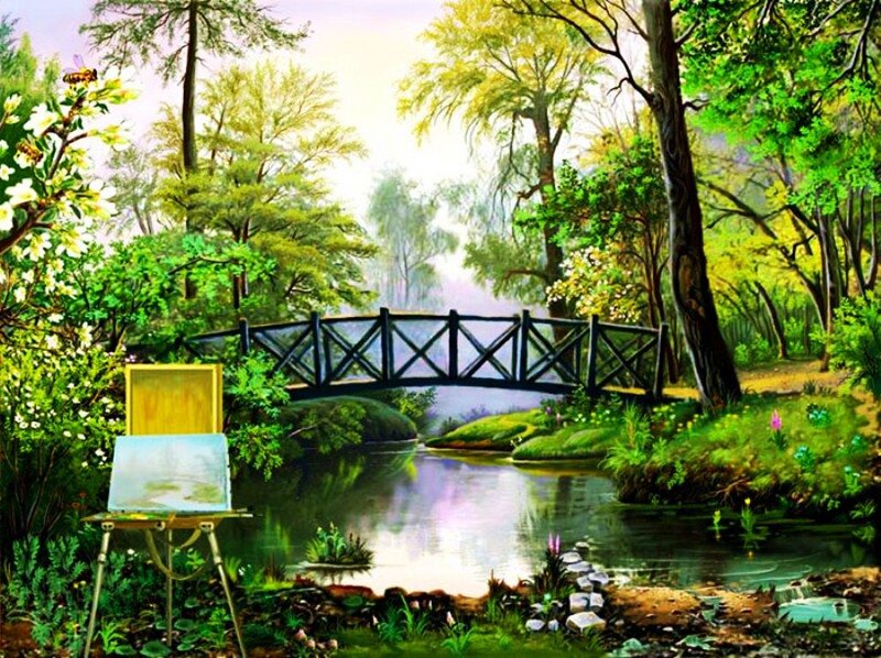 Artist's Easel in Forest