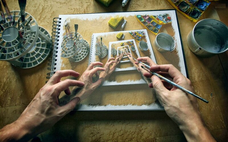 Artist's Hands Painting