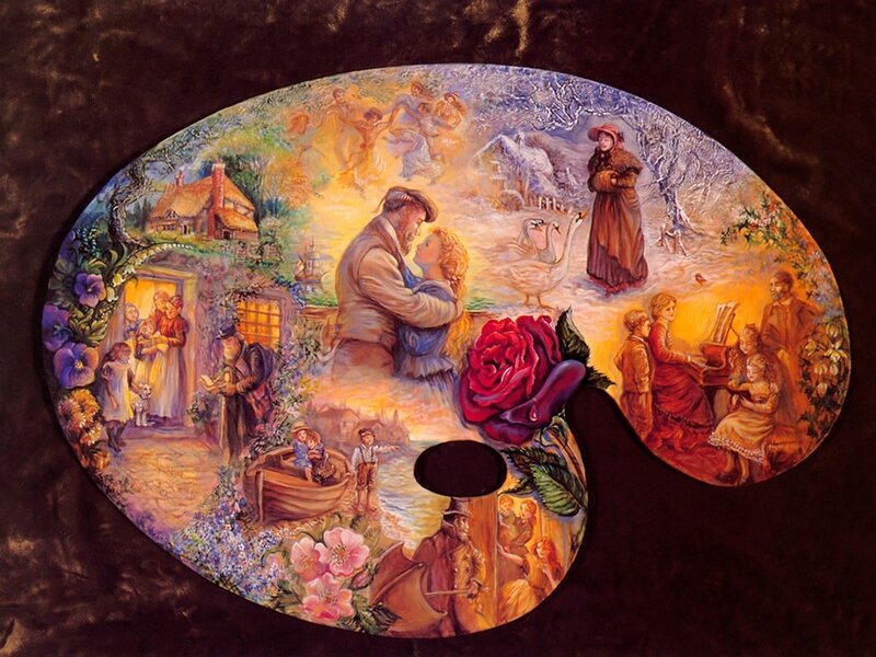 Artist's Palette with Scenes — Purple
