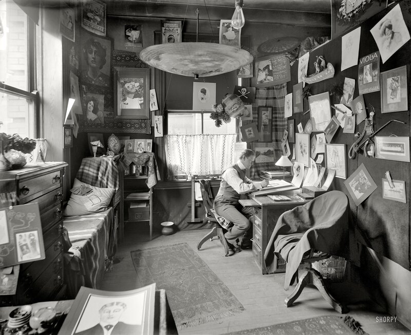 Artist's studio with drawings