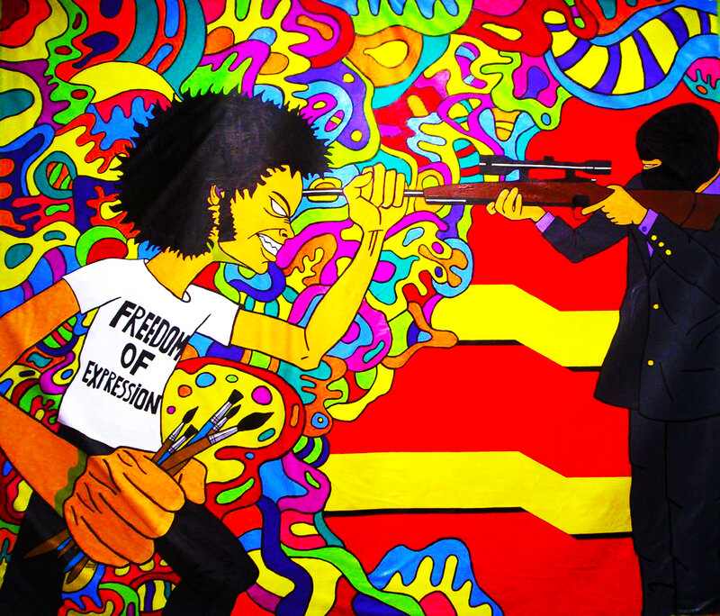 Artist vs. Gunman Confrontation