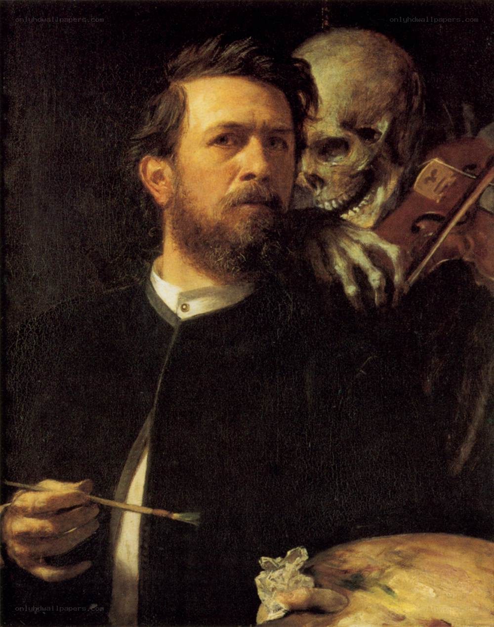 Artist with a skull