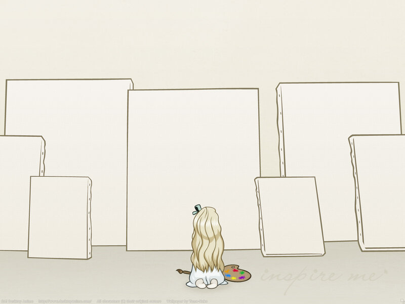 artist with blank canvases