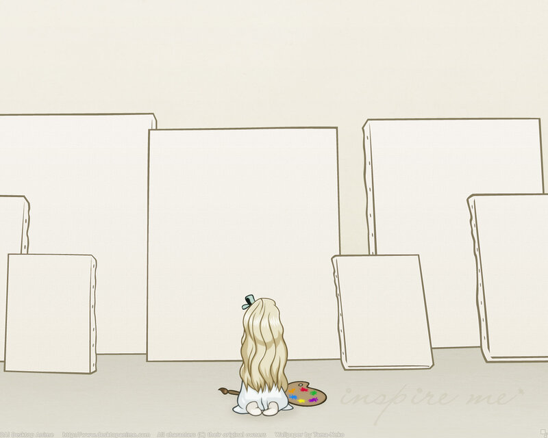artist with blank canvases