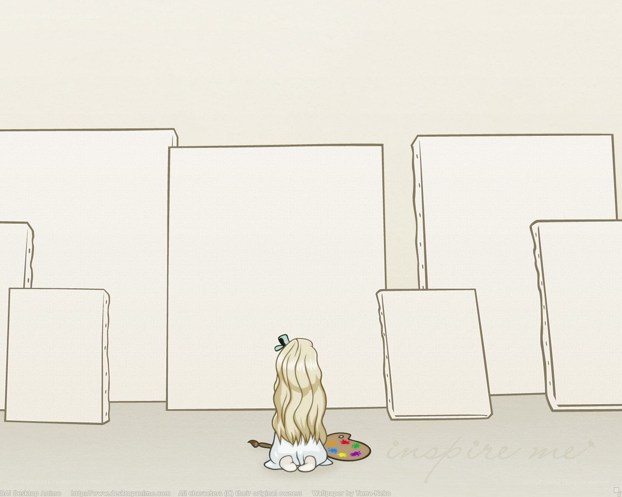 artist with blank canvases