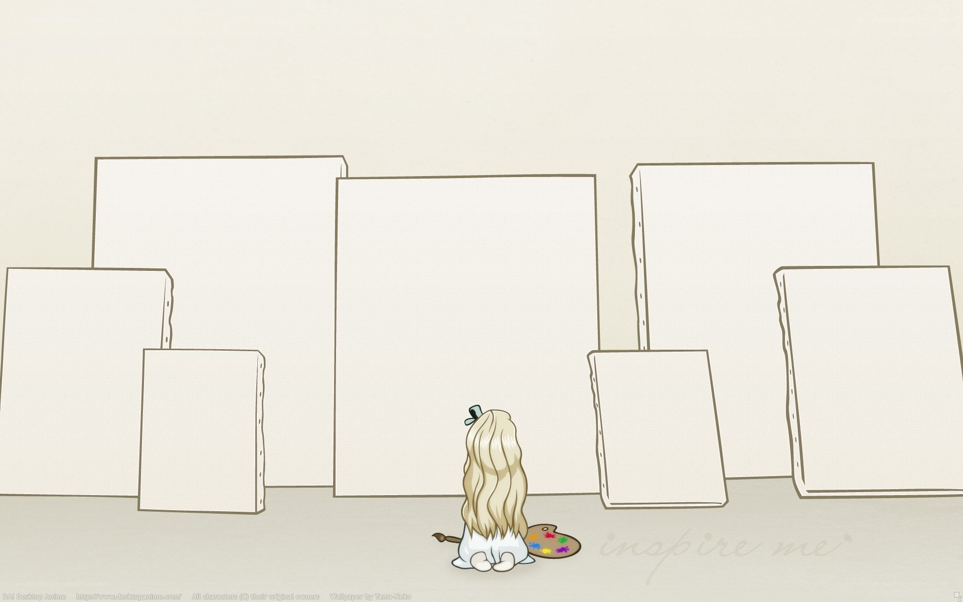 artist with blank canvases