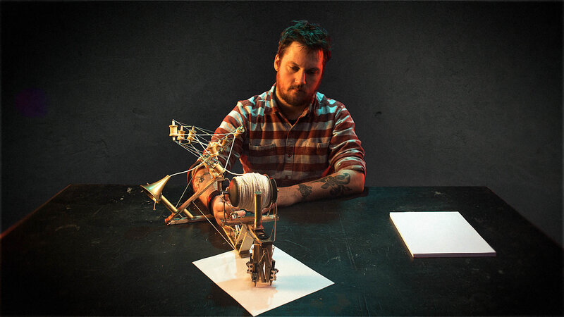 Artist with mechanical drawing device