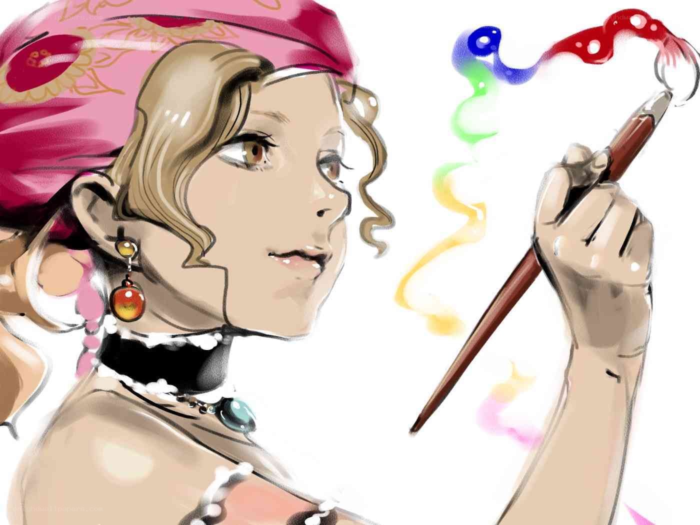 artist with paintbrush