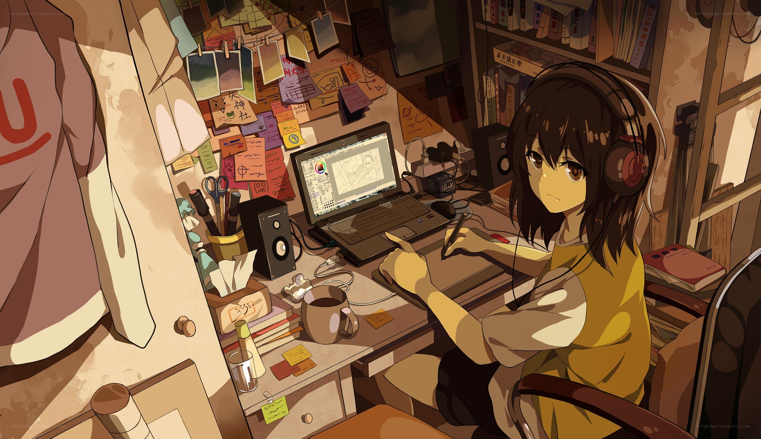 artist working at desk
