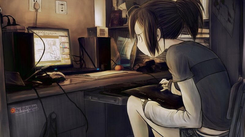 artist working on digital art