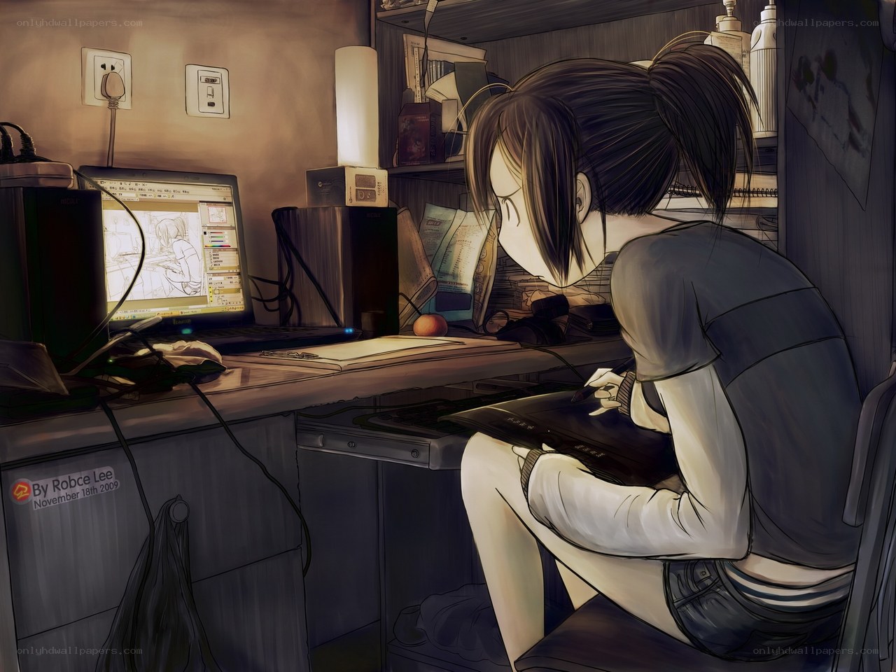 artist working on digital art