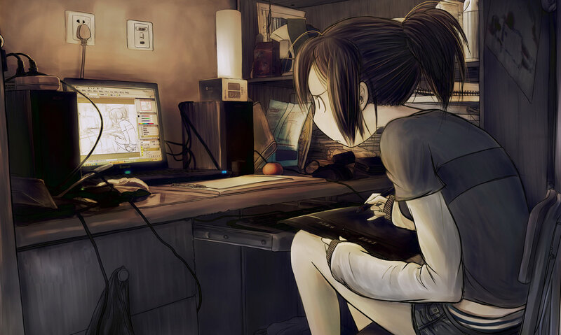 artist working on digital art