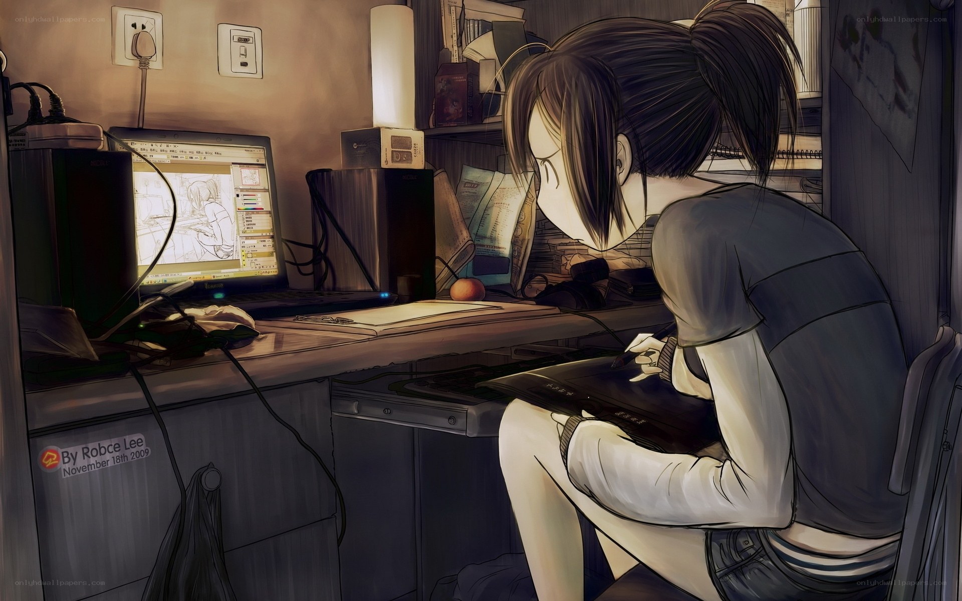 artist working on digital art