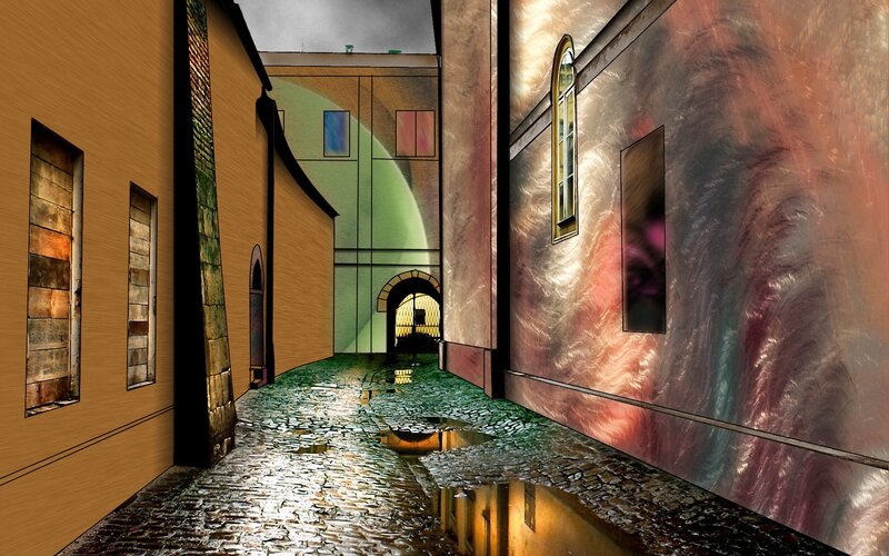artistic alleyway scene