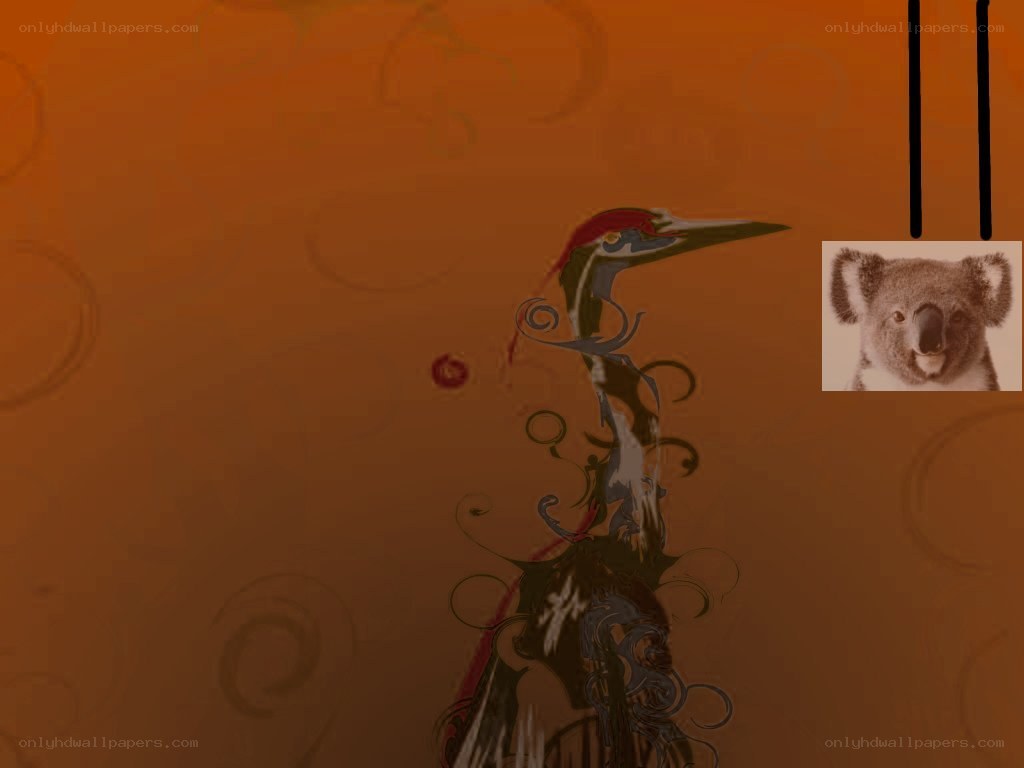 artistic bird with koala inset