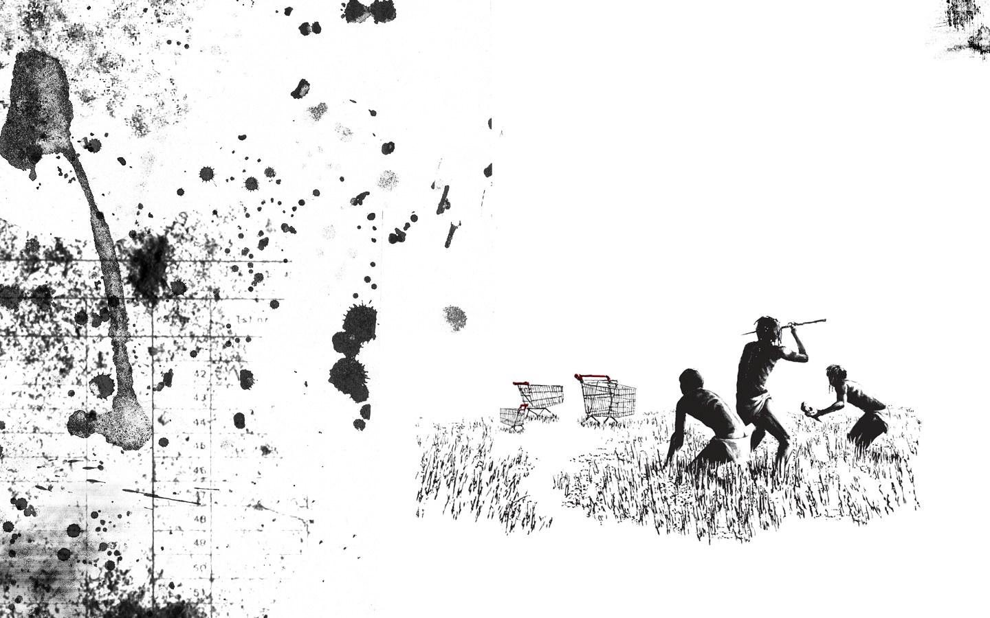 Artistic black and white illustration