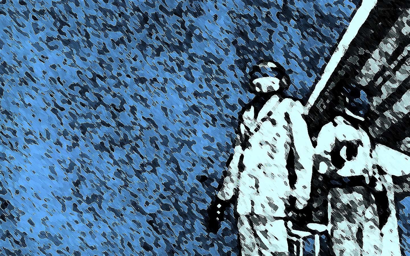 artistic blue and white illustration