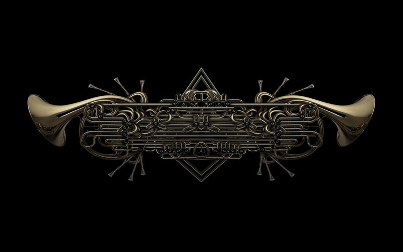 Artistic brass instrument sculpture