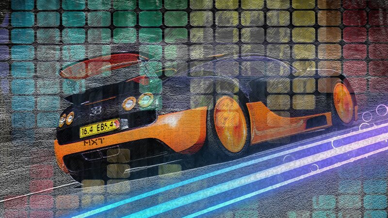 artistic car on colorful background
