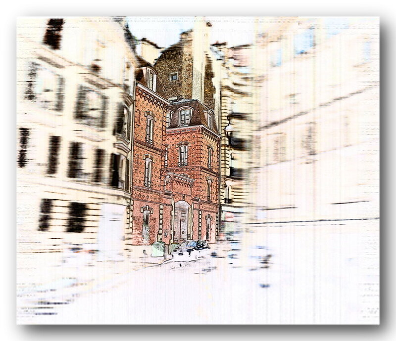 Artistic city street sketch